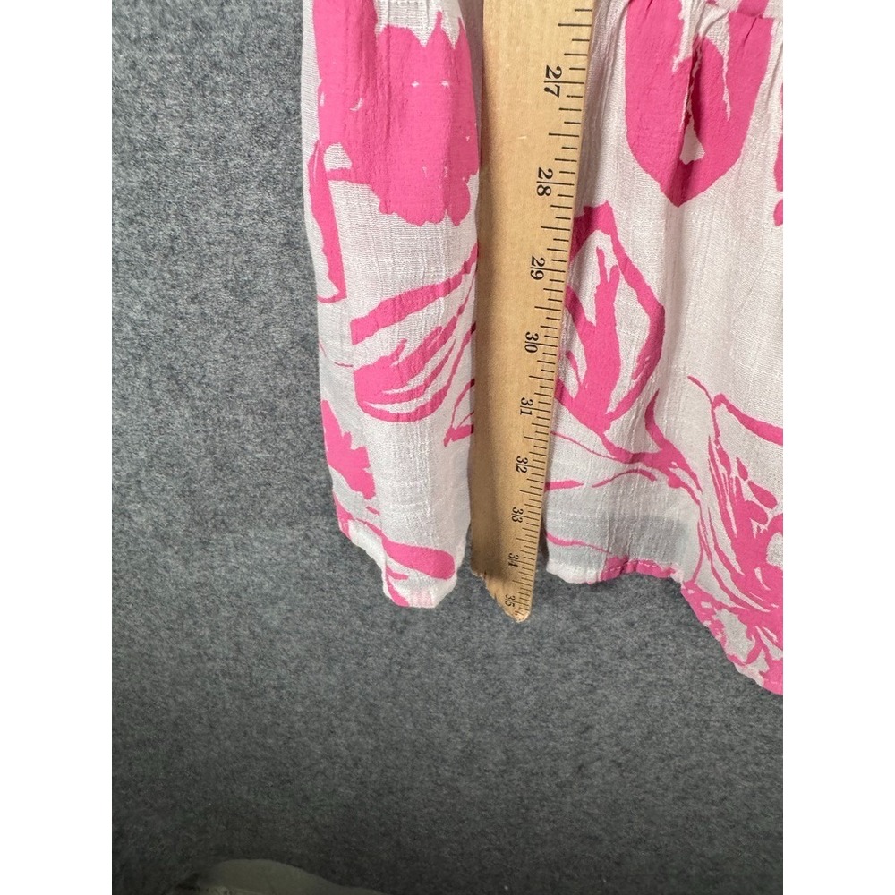 Kindred Womens Medium Pink Floral Ruffle Tiered Boho Mini Dress V-Neck Tie - Picture 6 of 8